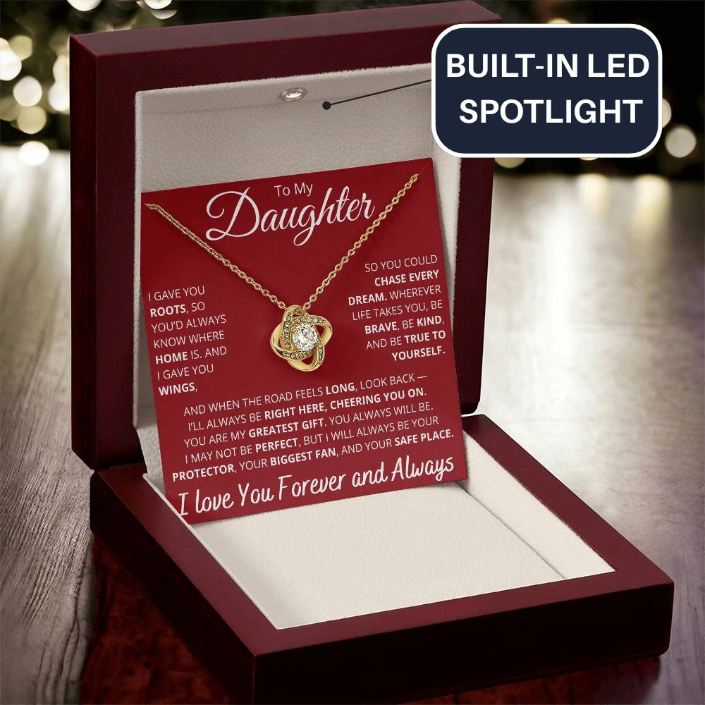 To My Daughter – Necklace with “Roots and Wings” Inspirational Message Card