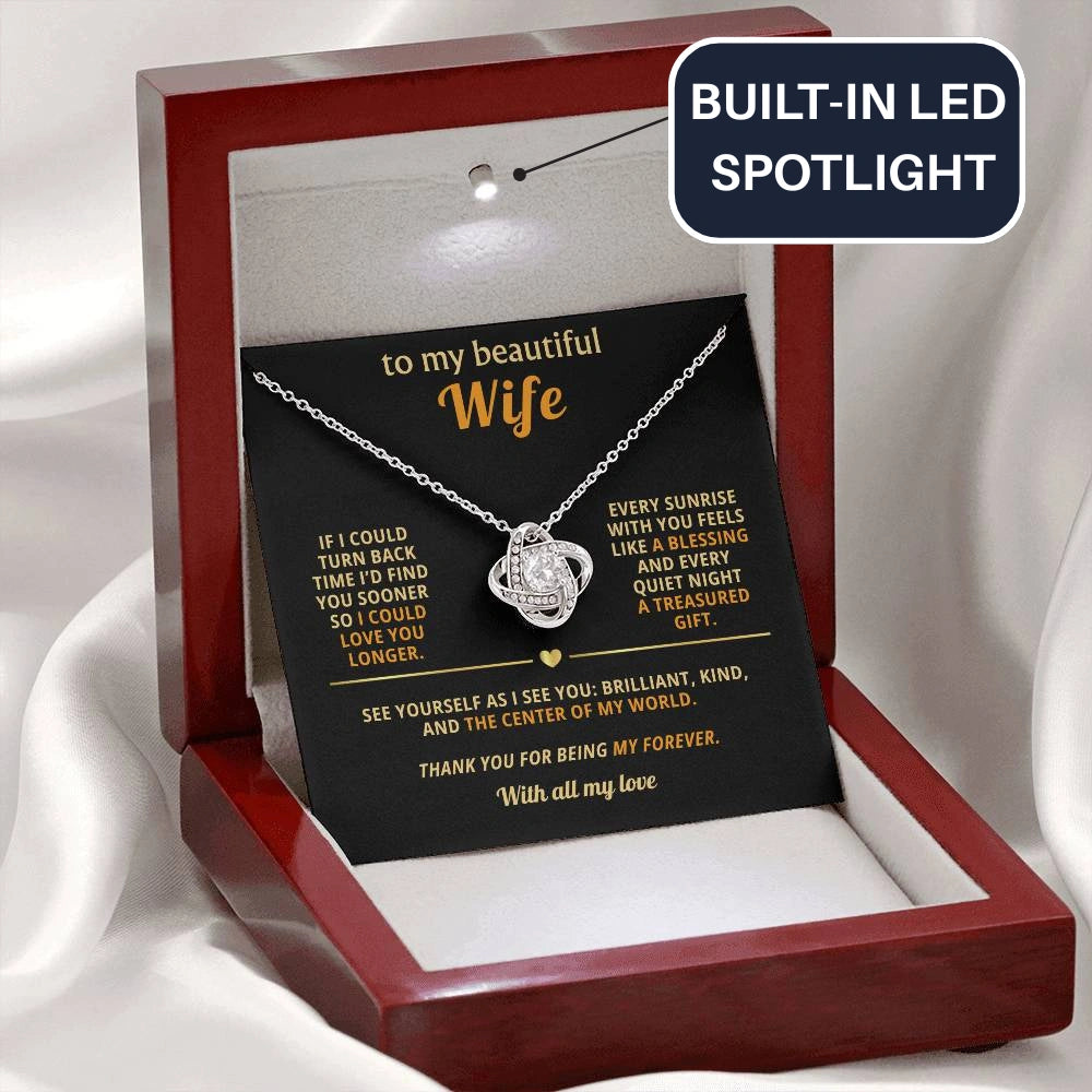 To My Beautiful Wife – “Thank You for Being My Forever” Necklace