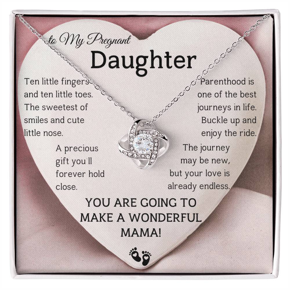 To My Pregnant Daughter – Necklace Gift with Heartfelt “Mama to Be” Message