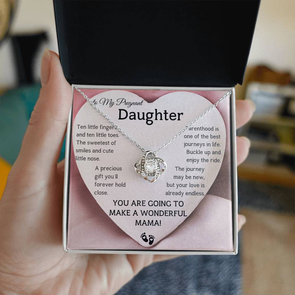 To My Pregnant Daughter – Necklace Gift with Heartfelt “Mama to Be” Message