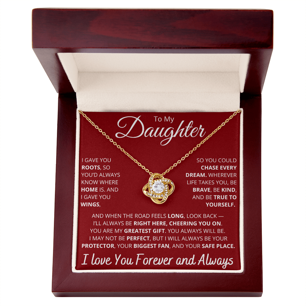 To My Daughter – Necklace with “Roots and Wings” Inspirational Message Card