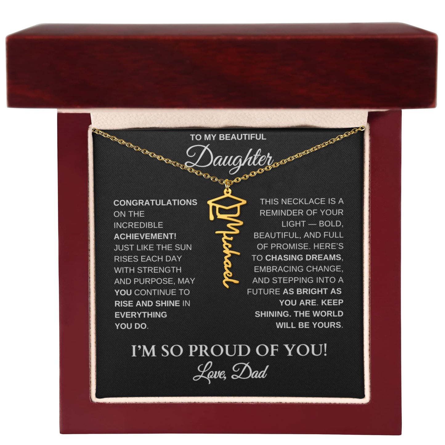 To My Daughter – Personalized Graduation Name Necklace | Proud of You Gift From Dad