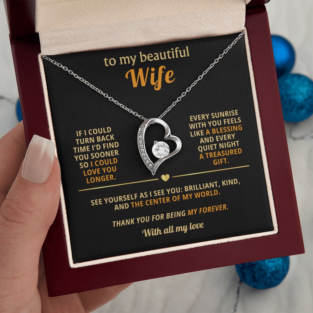 To My Beautiful Wife – “Love You Longer” Necklace