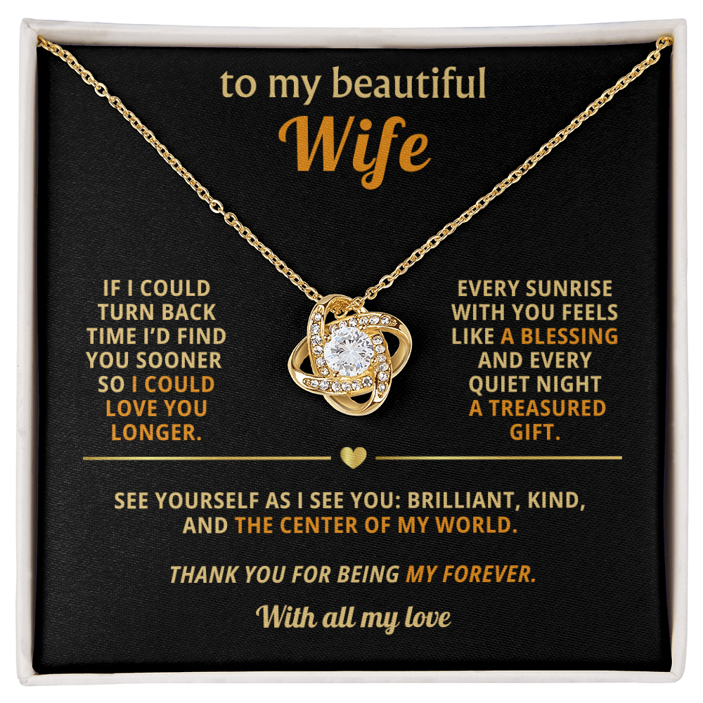 To My Beautiful Wife – “Thank You for Being My Forever” Necklace