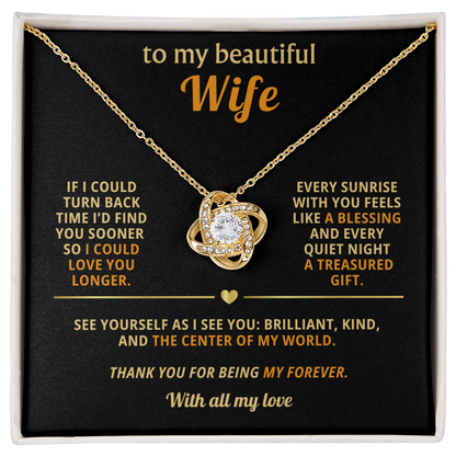 To My Beautiful Wife – “Thank You for Being My Forever” Necklace