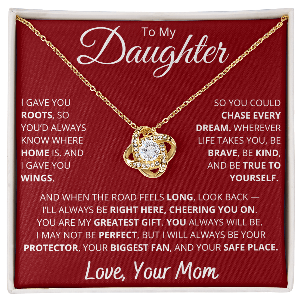 To My Daughter – From Mom Necklace with Heartfelt “Roots & Wings” Message Card