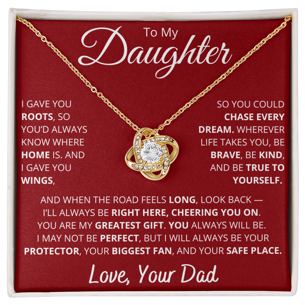 To My Daughter – From Dad Necklace with “Roots & Wings” Message