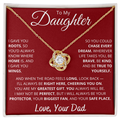 To My Daughter – From Dad Necklace with “Roots & Wings” Message