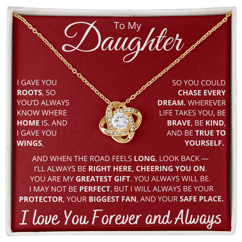 To My Daughter – Necklace with “Roots and Wings” Inspirational Message Card