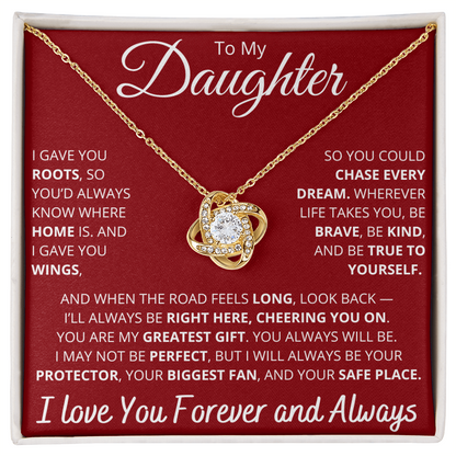 To My Daughter – Necklace with “Roots and Wings” Inspirational Message Card
