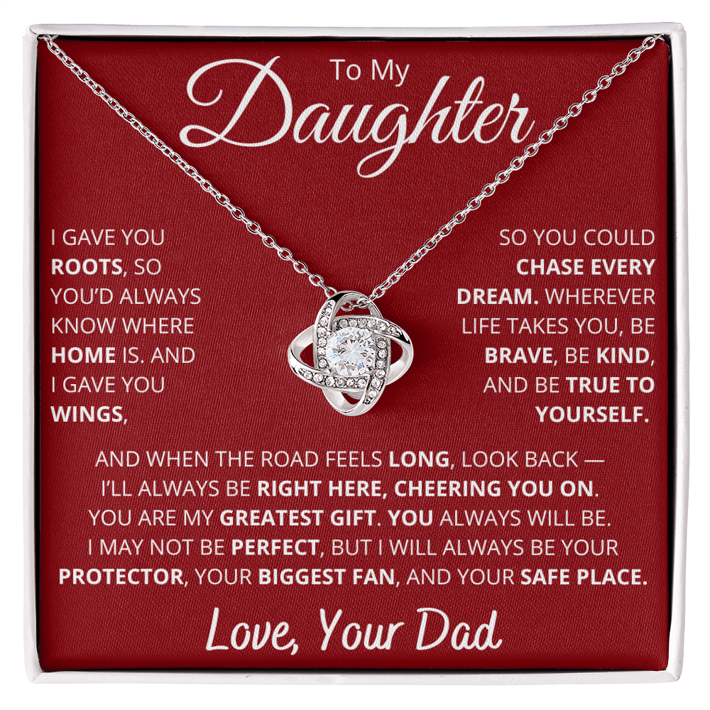 To My Daughter – From Dad Necklace with “Roots & Wings” Message