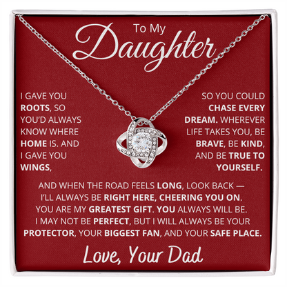 To My Daughter – From Dad Necklace with “Roots & Wings” Message