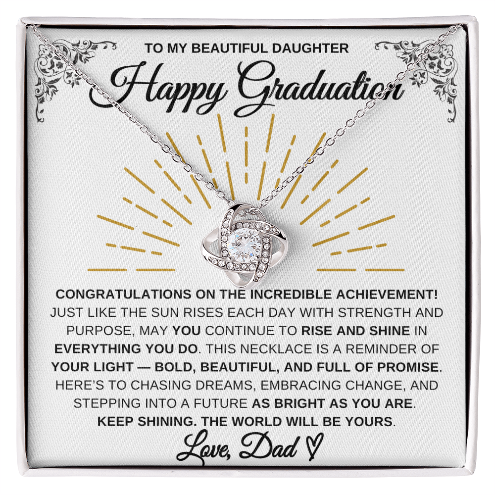 To My Beautiful Daughter – Happy Graduation Necklace | Rise & Shine Gift From Dad