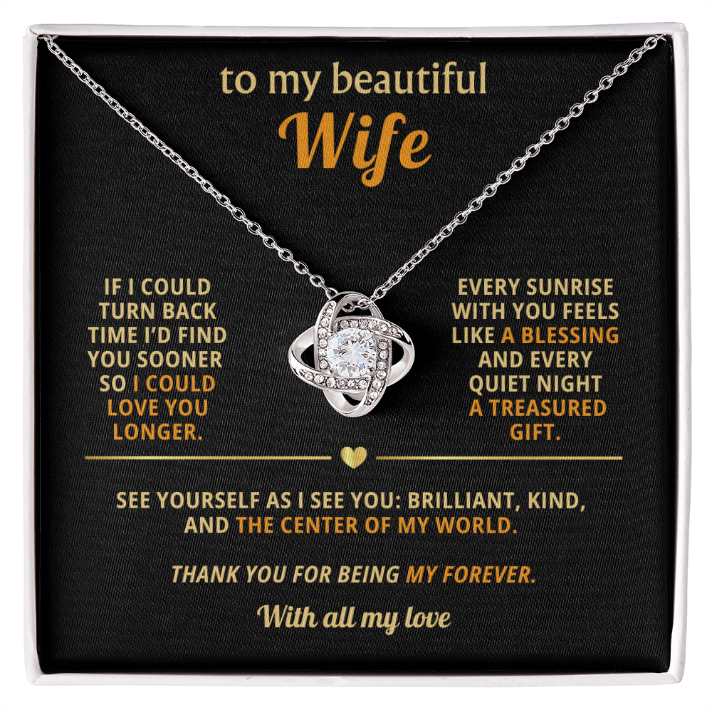 To My Beautiful Wife – “Thank You for Being My Forever” Necklace