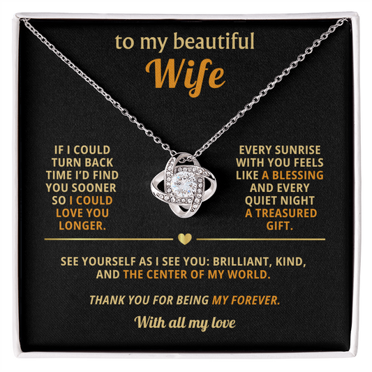 To My Beautiful Wife – “Thank You for Being My Forever” Necklace