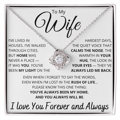 To My Wife – Necklace with “You've Always Been My Home” Message Card