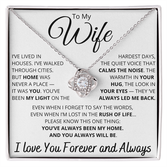 To My Wife – Necklace with “You've Always Been My Home” Message Card
