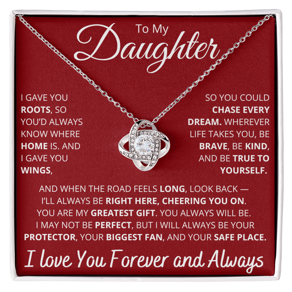 To My Daughter – Necklace with “Roots and Wings” Inspirational Message Card