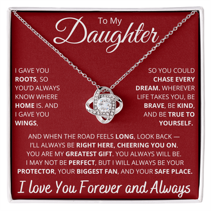 To My Daughter – Necklace with “Roots and Wings” Inspirational Message Card