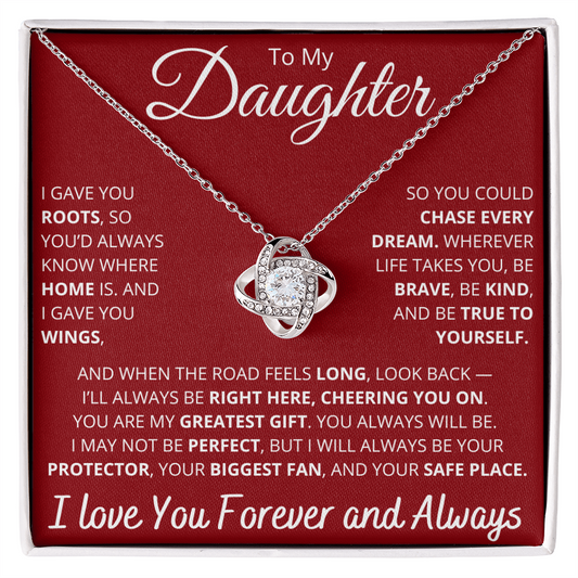 To My Daughter – Necklace with “Roots and Wings” Inspirational Message Card
