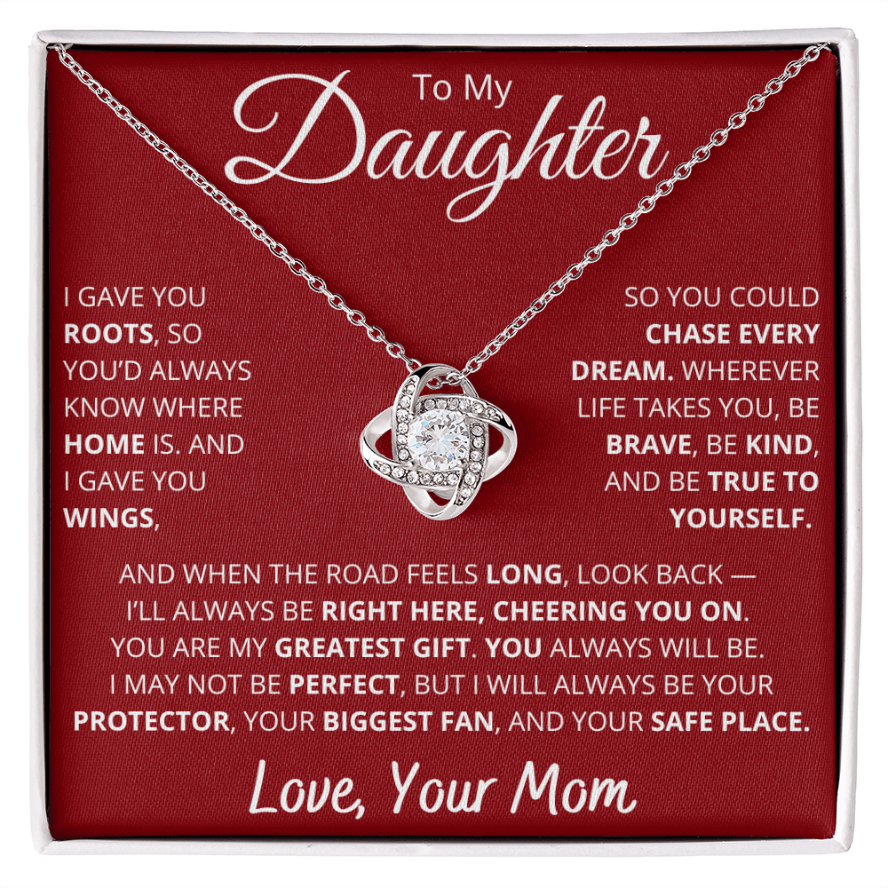 To My Daughter – From Mom Necklace with Heartfelt “Roots & Wings” Message Card