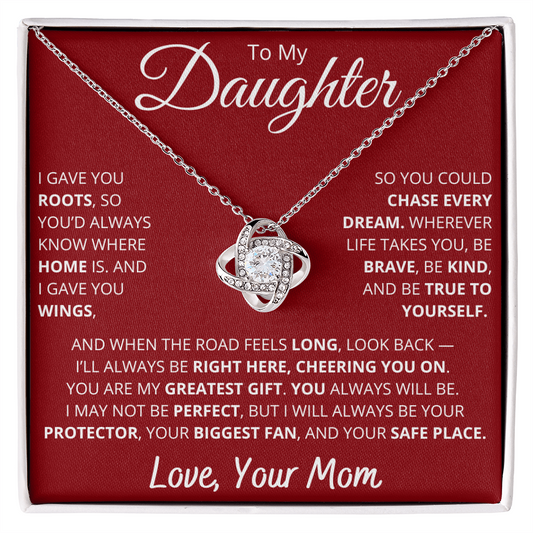 To My Daughter – From Mom Necklace with Heartfelt “Roots & Wings” Message Card