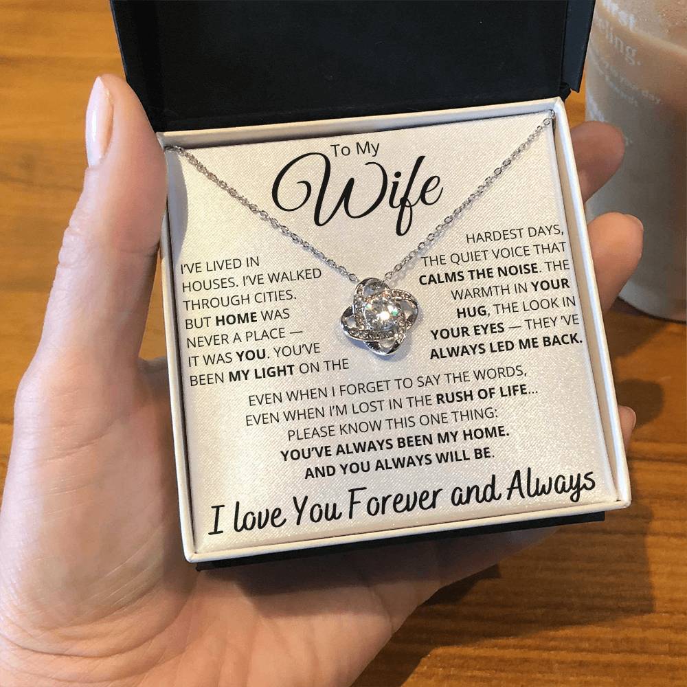 To My Wife – Necklace with “You've Always Been My Home” Message Card