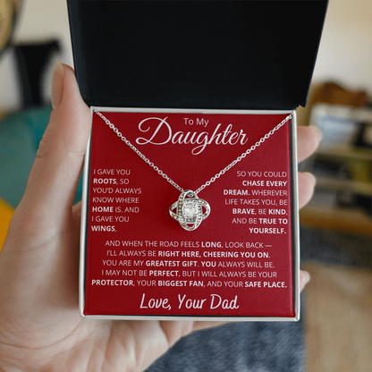 To My Daughter – From Dad Necklace with “Roots & Wings” Message