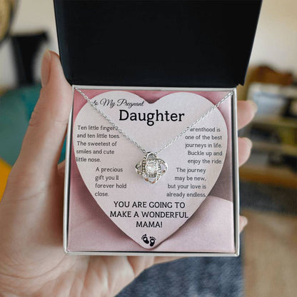 To My Pregnant Daughter – Necklace Gift with Heartfelt “Mama to Be” Message