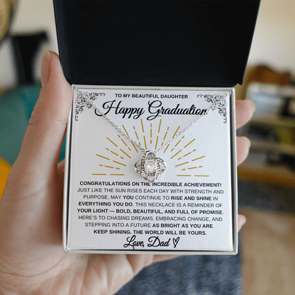 To My Beautiful Daughter – Happy Graduation Necklace | Rise & Shine Gift From Dad