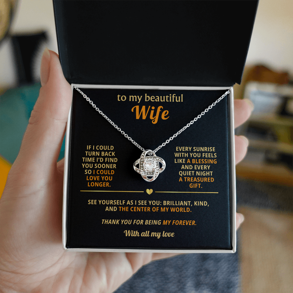 To My Beautiful Wife – “Thank You for Being My Forever” Necklace