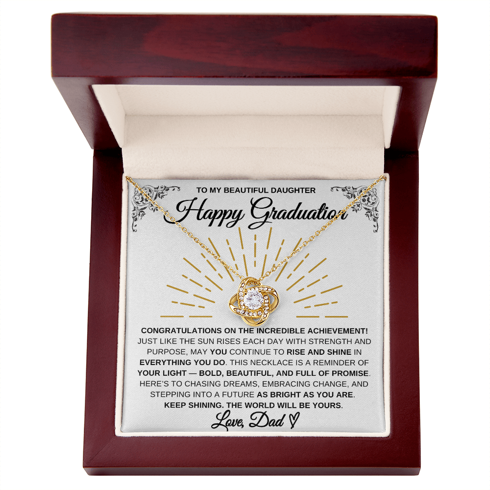 To My Beautiful Daughter – Happy Graduation Necklace | Rise & Shine Gift From Dad