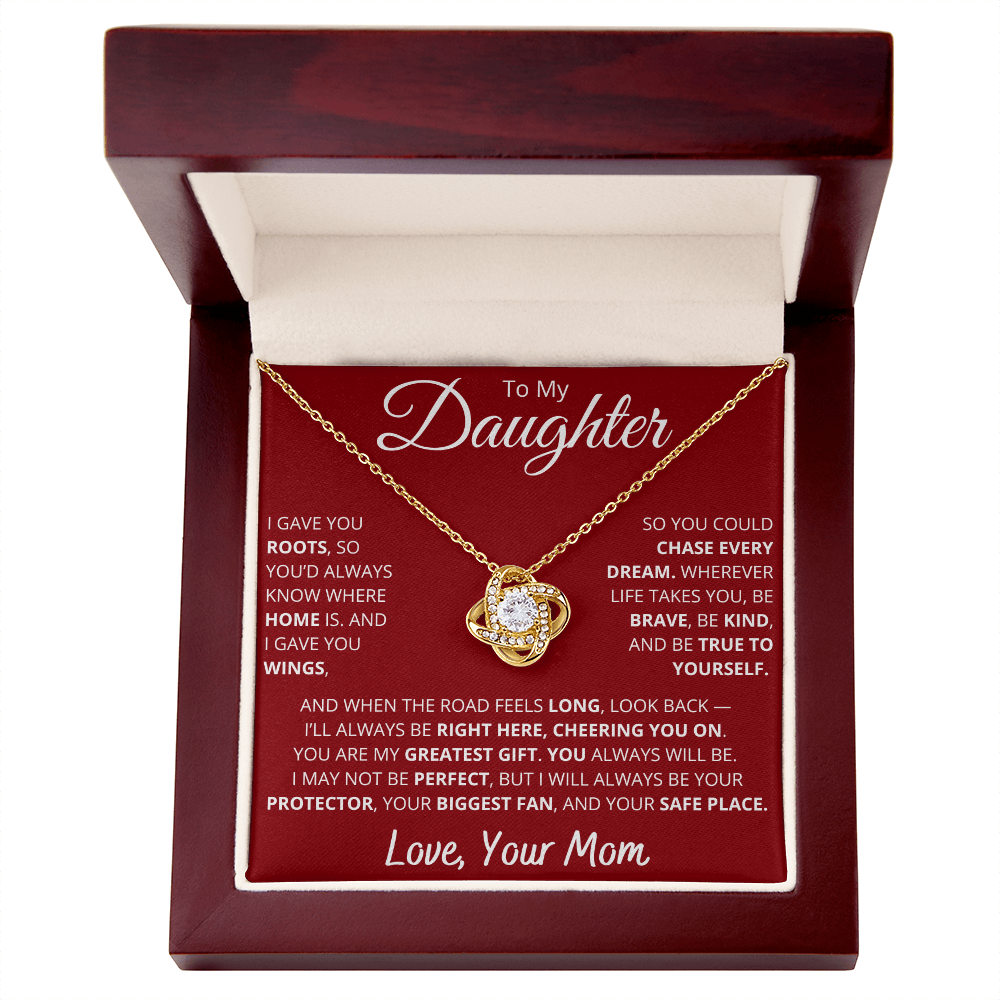 To My Daughter – From Mom Necklace with Heartfelt “Roots & Wings” Message Card