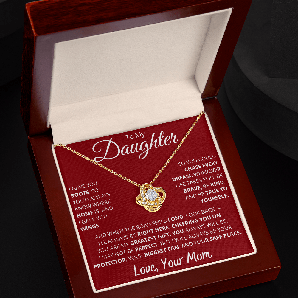 To My Daughter – From Mom Necklace with Heartfelt “Roots & Wings” Message Card