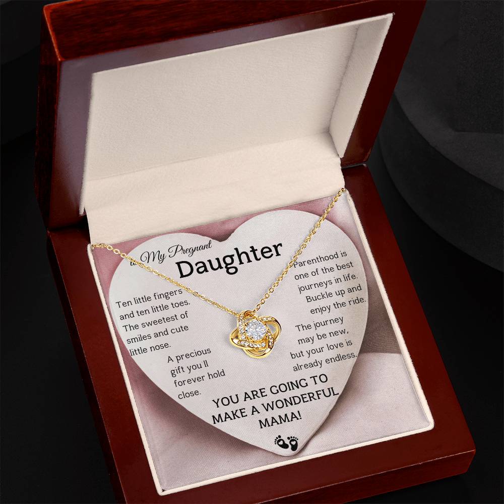 To My Pregnant Daughter – Necklace Gift with Heartfelt “Mama to Be” Message