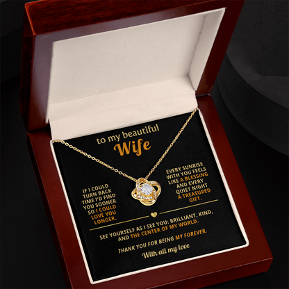 To My Beautiful Wife – “Thank You for Being My Forever” Necklace