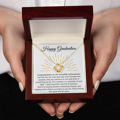 [Almost Sold Out] Happy Graduation Necklace with Message Card - The World will be yours