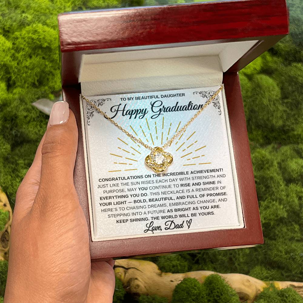 To My Beautiful Daughter – Happy Graduation Necklace | Rise & Shine Gift From Dad