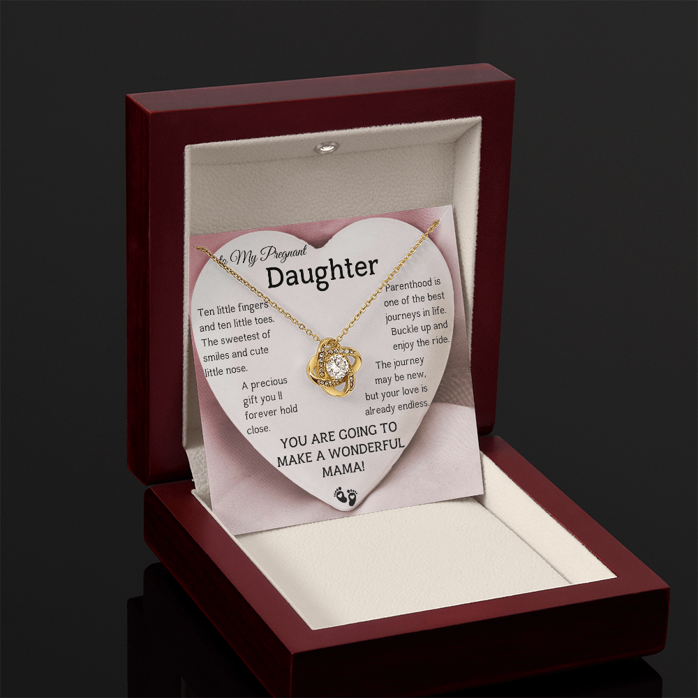 To My Pregnant Daughter – Necklace Gift with Heartfelt “Mama to Be” Message