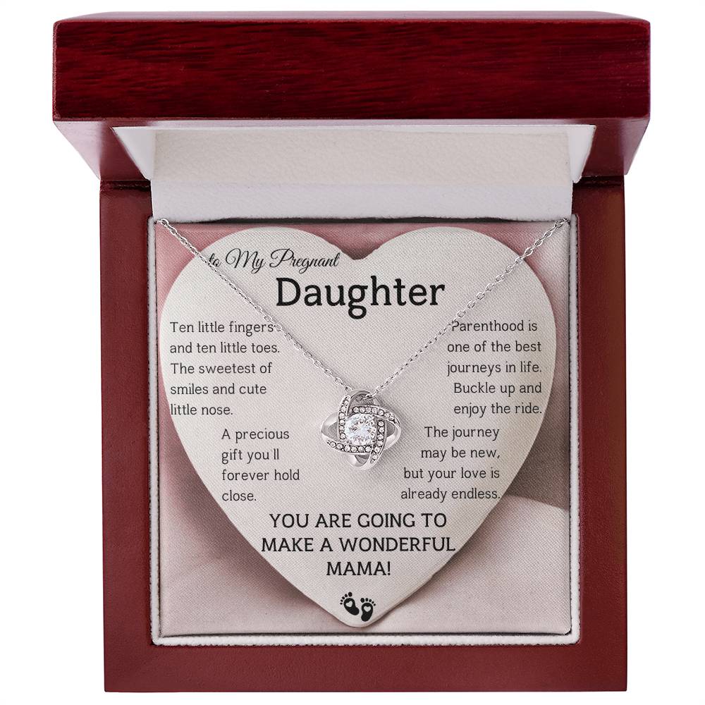 To My Pregnant Daughter – Necklace Gift with Heartfelt “Mama to Be” Message