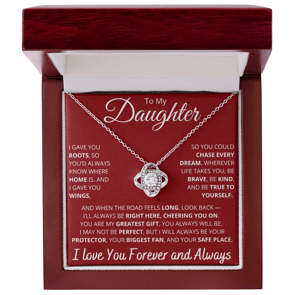 To My Daughter – Necklace with “Roots and Wings” Inspirational Message Card