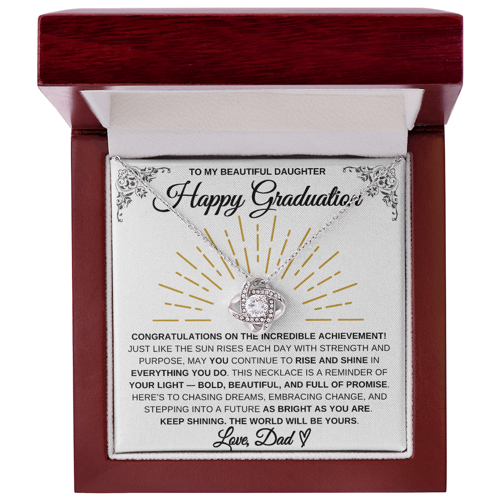 To My Beautiful Daughter – Happy Graduation Necklace | Rise & Shine Gift From Dad