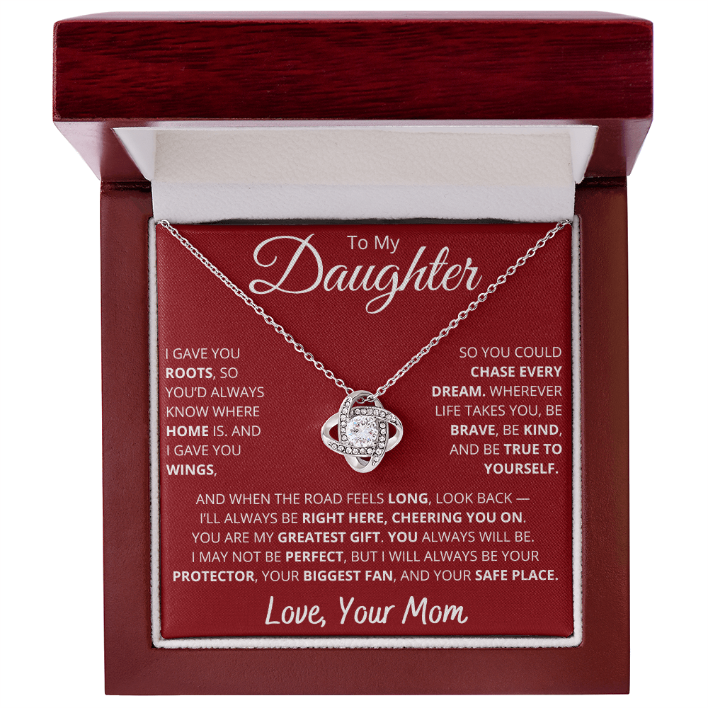 To My Daughter – From Mom Necklace with Heartfelt “Roots & Wings” Message Card