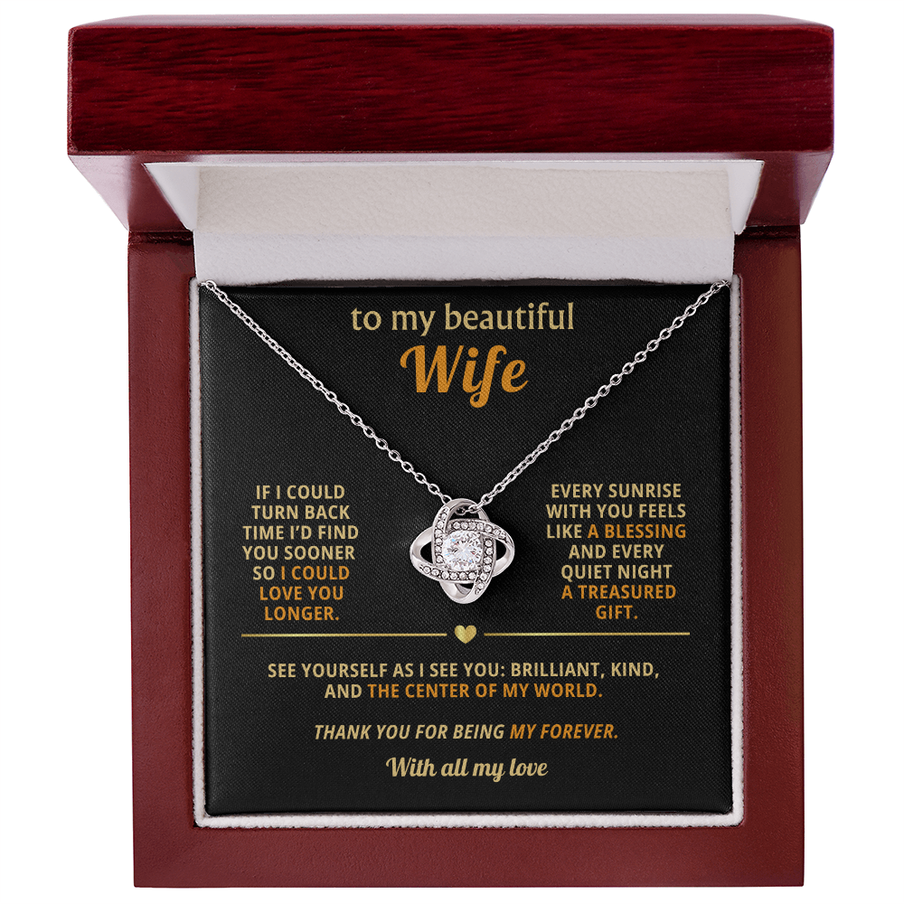 To My Beautiful Wife – “Thank You for Being My Forever” Necklace