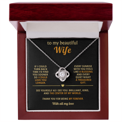 To My Beautiful Wife – “Thank You for Being My Forever” Necklace