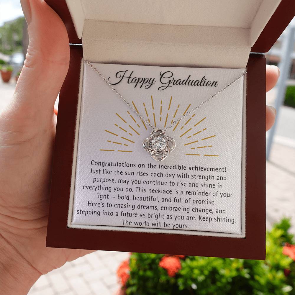 [Almost Sold Out] Happy Graduation Necklace with Message Card - The World will be yours