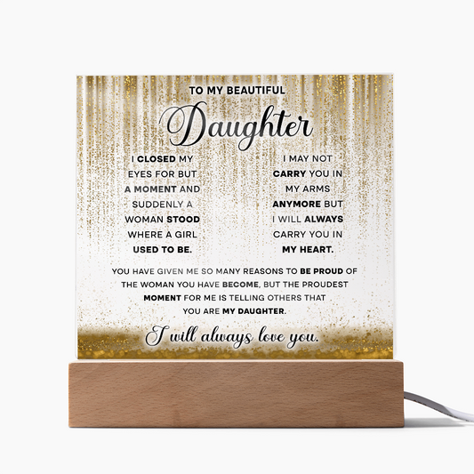 To My Beautiful Daughter – Glitter Glow LED Acrylic