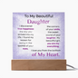 To My Beautiful Daughter – Purple Sparkle LED Acrylic Gift
