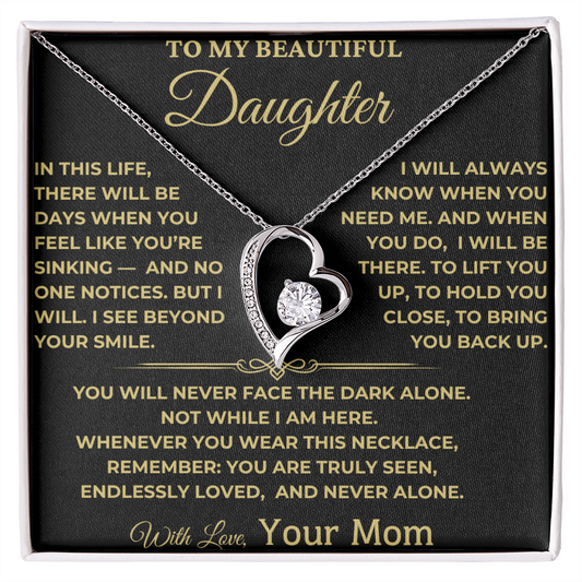 I See You, I Lift You' Mom to Daughter Heart Necklace