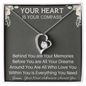 "Your Heart Is Your Compass" – Personalized Heart Necklace with Inspirational Message Card